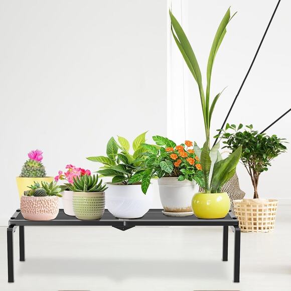 1 Tier Metal Plant Stand Indoor Outdoor, Multiple Flower Pot Holder Rack, Black - Picture 2 of 7